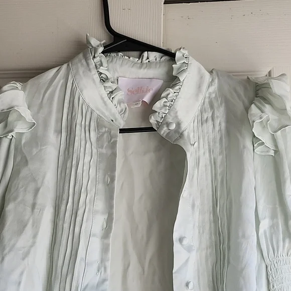 Silk Teardrop Tuxedo Blouse - Picture 2 of 3